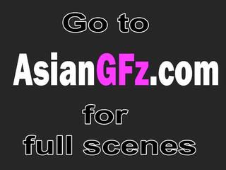 Attractive Asian damsel getting slammed hard by a massive white phallus in POV