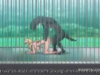 Cycate anime lassie cipa przybity ciężko przez potwór
